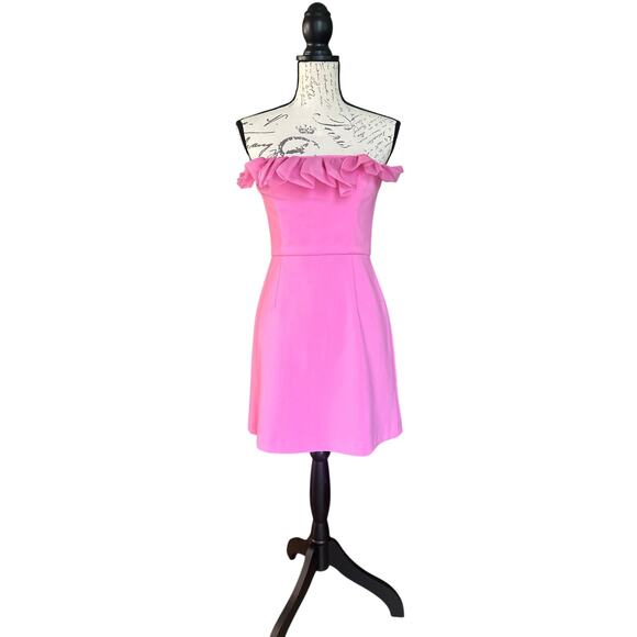NWT French Connection Pink Organza Strapless Mini Dress, Size 6 - Picture 1 of 10